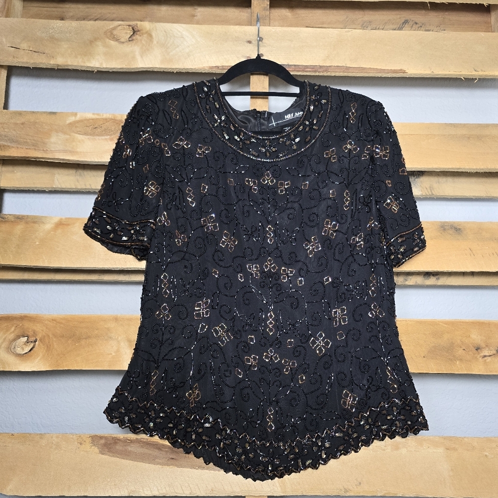 Mes Ami Black Beaded Top Size:L